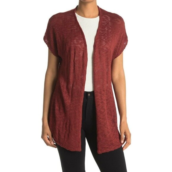Catherine Malandrino Womens Morocco Red Slub Open Cardigan Sweater - Picture 1 of 4